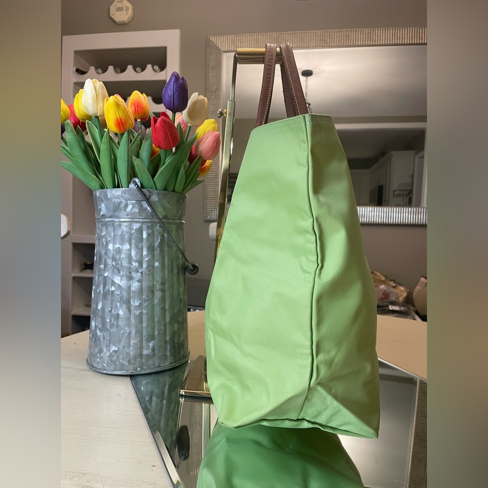 Longchamp Green and Brown Le Pliage Tote Bag Lightweight and Foldable - Picture 7 of 13